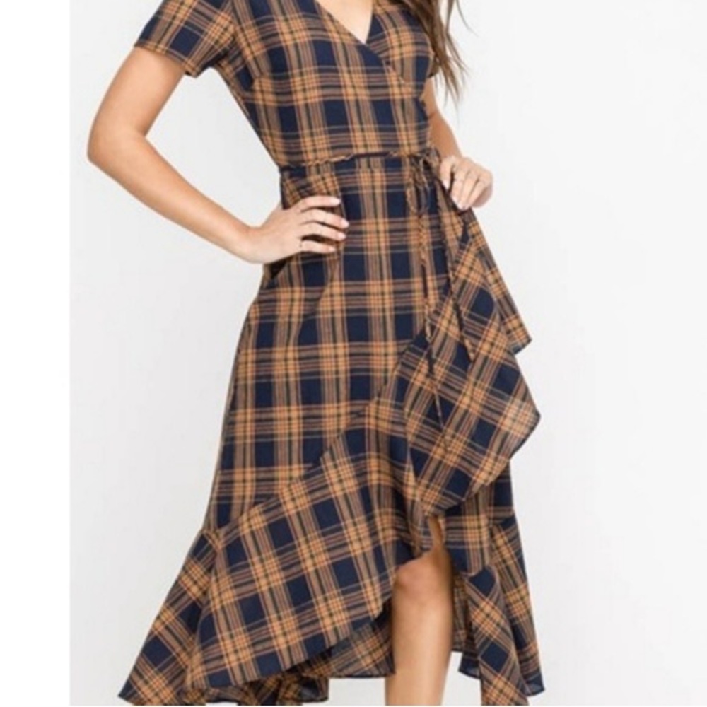 Lush Plaid wrap dress